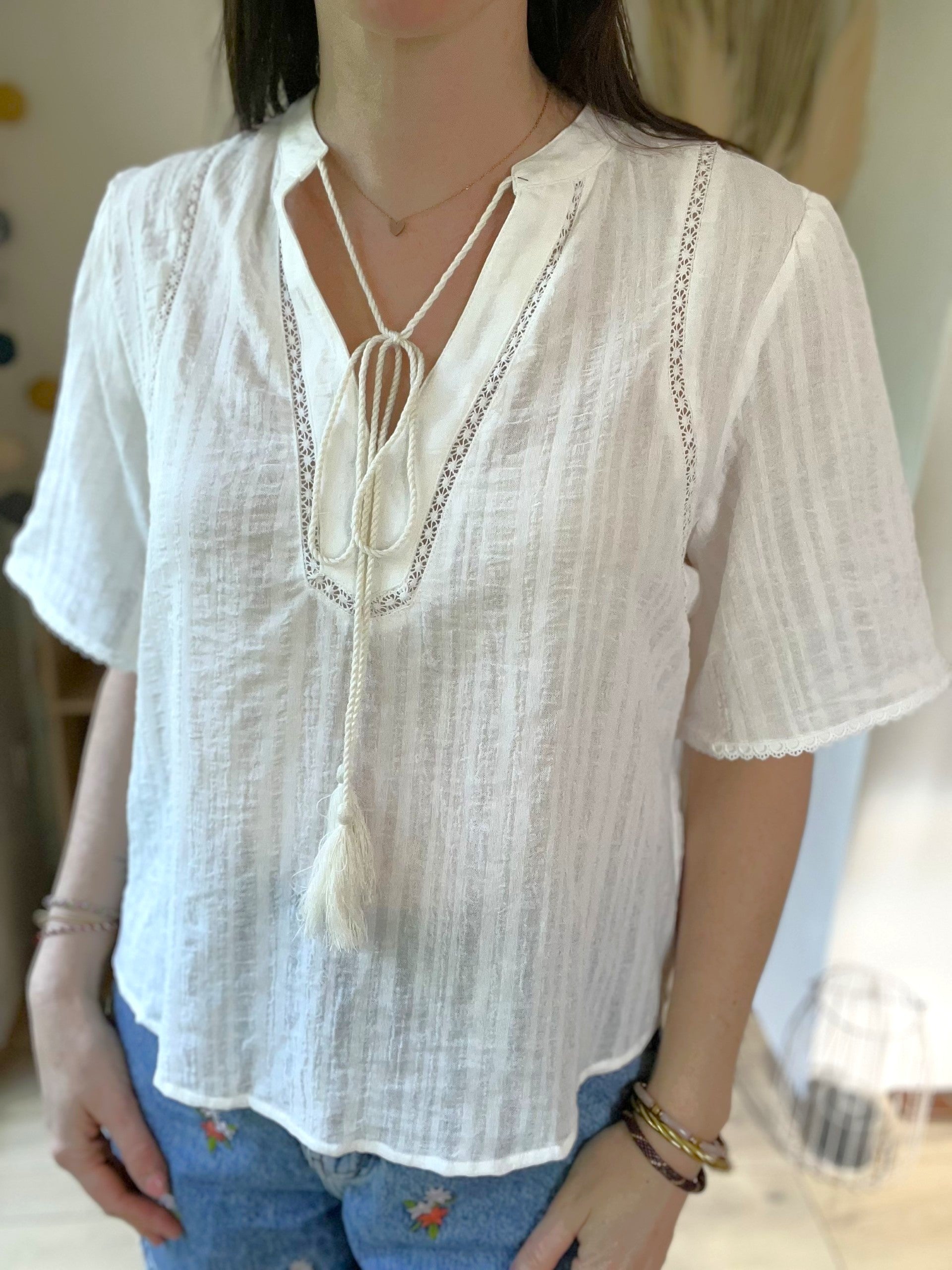 Blouse fluide bohème blanche SEE U SOON - Neuve