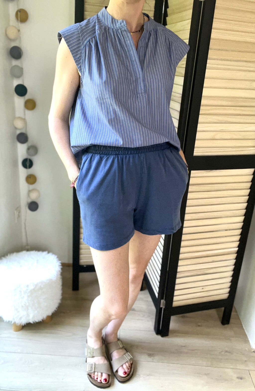 Short en coton bleu marine - taille M - PIECES - Seconde main