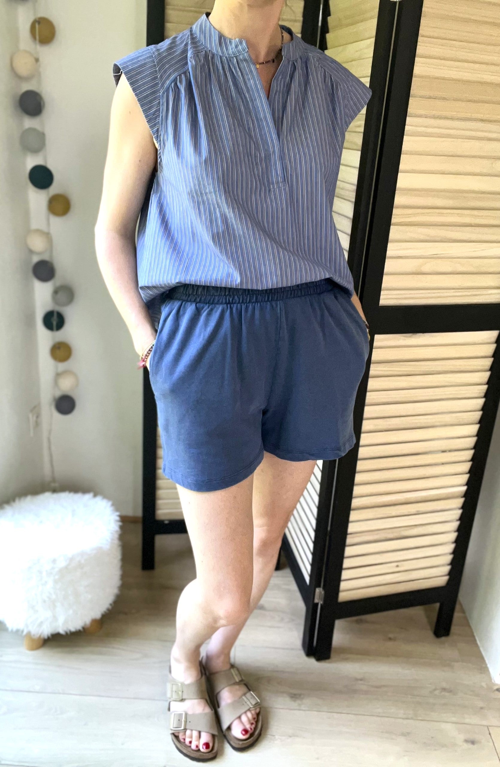 Short en coton bleu marine - taille M - PIECES - Seconde main