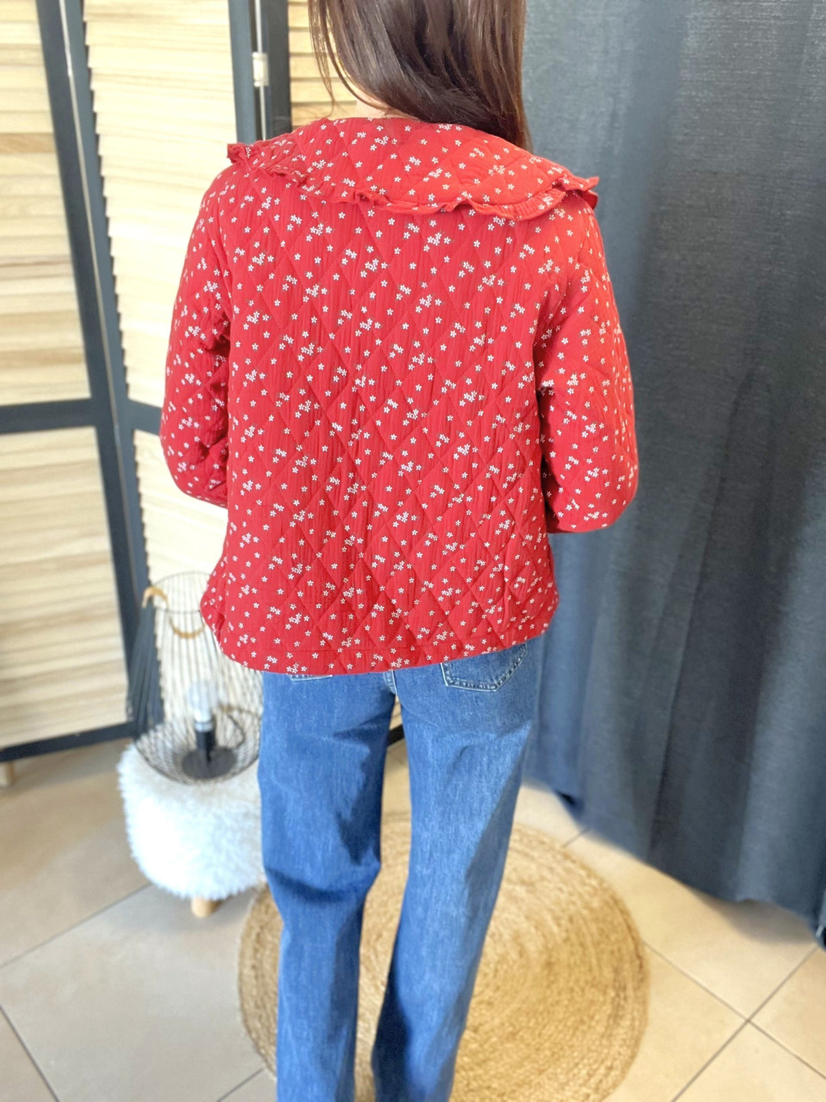 Veste matelassée fleurie brique Capucine – Neuve