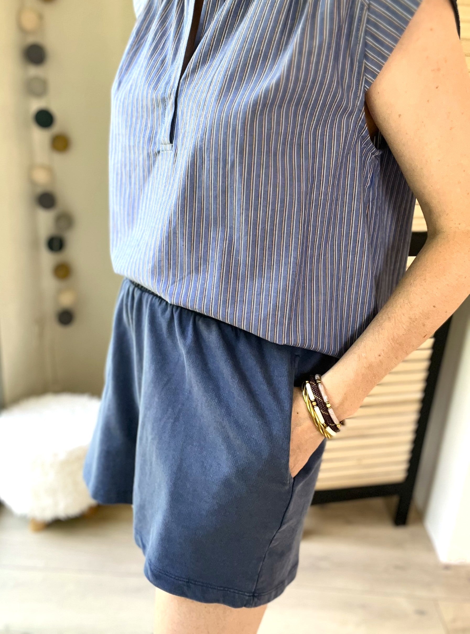 Short en coton bleu marine - taille M - PIECES - Seconde main