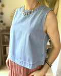 Top en denim liens à nouer Zoé - Neuf