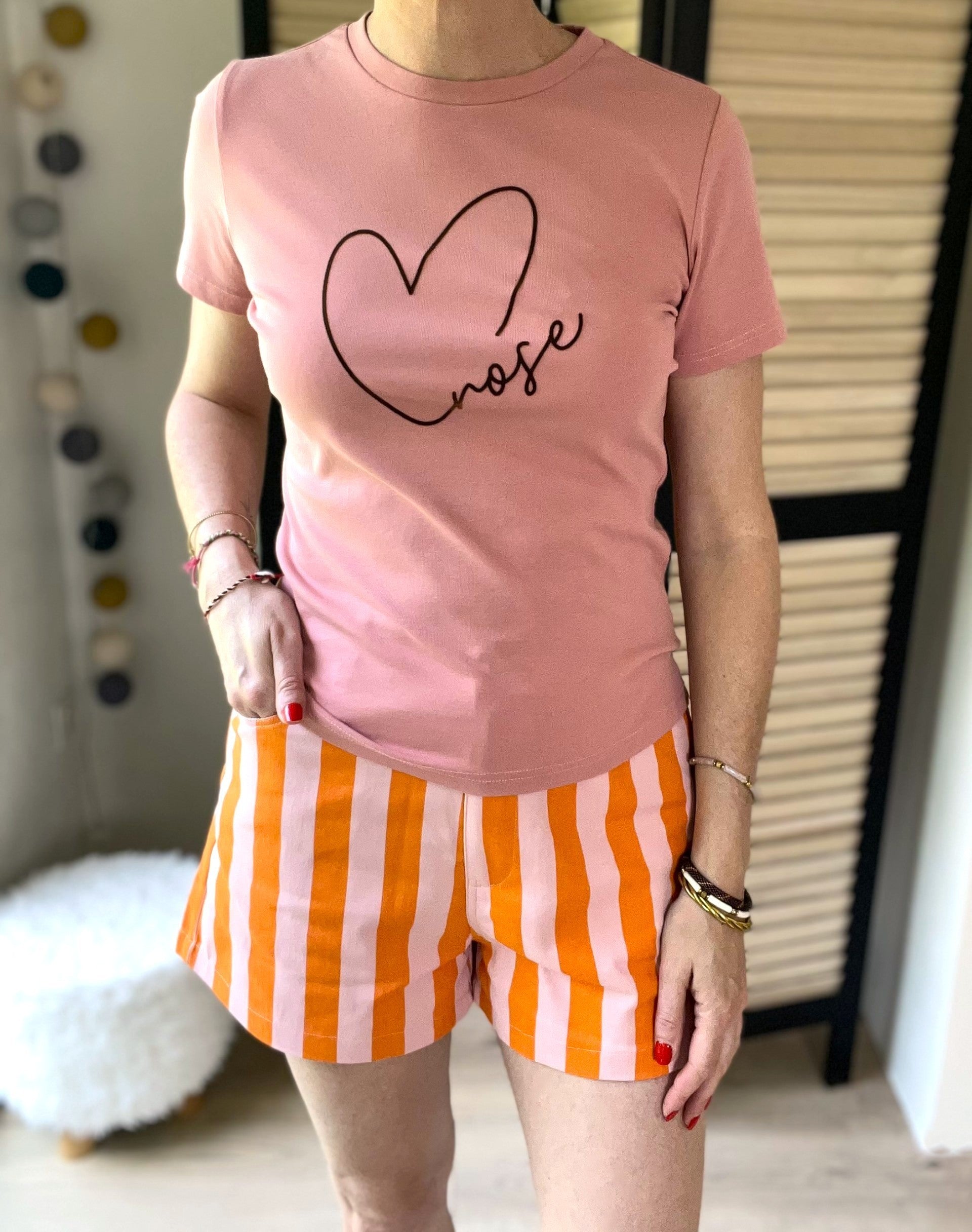 T-shirt rose coeur - taille S - GRACE & MILA - Seconde main