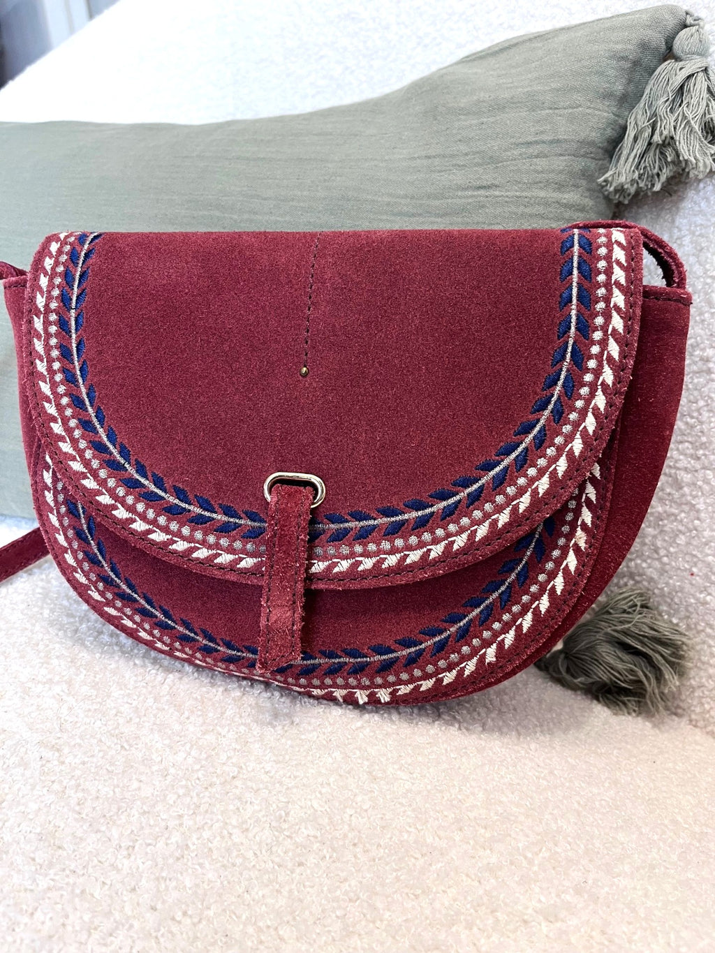 Sac bandoulière cuir bordeaux PETITE MENDIGOTE – Seconde main