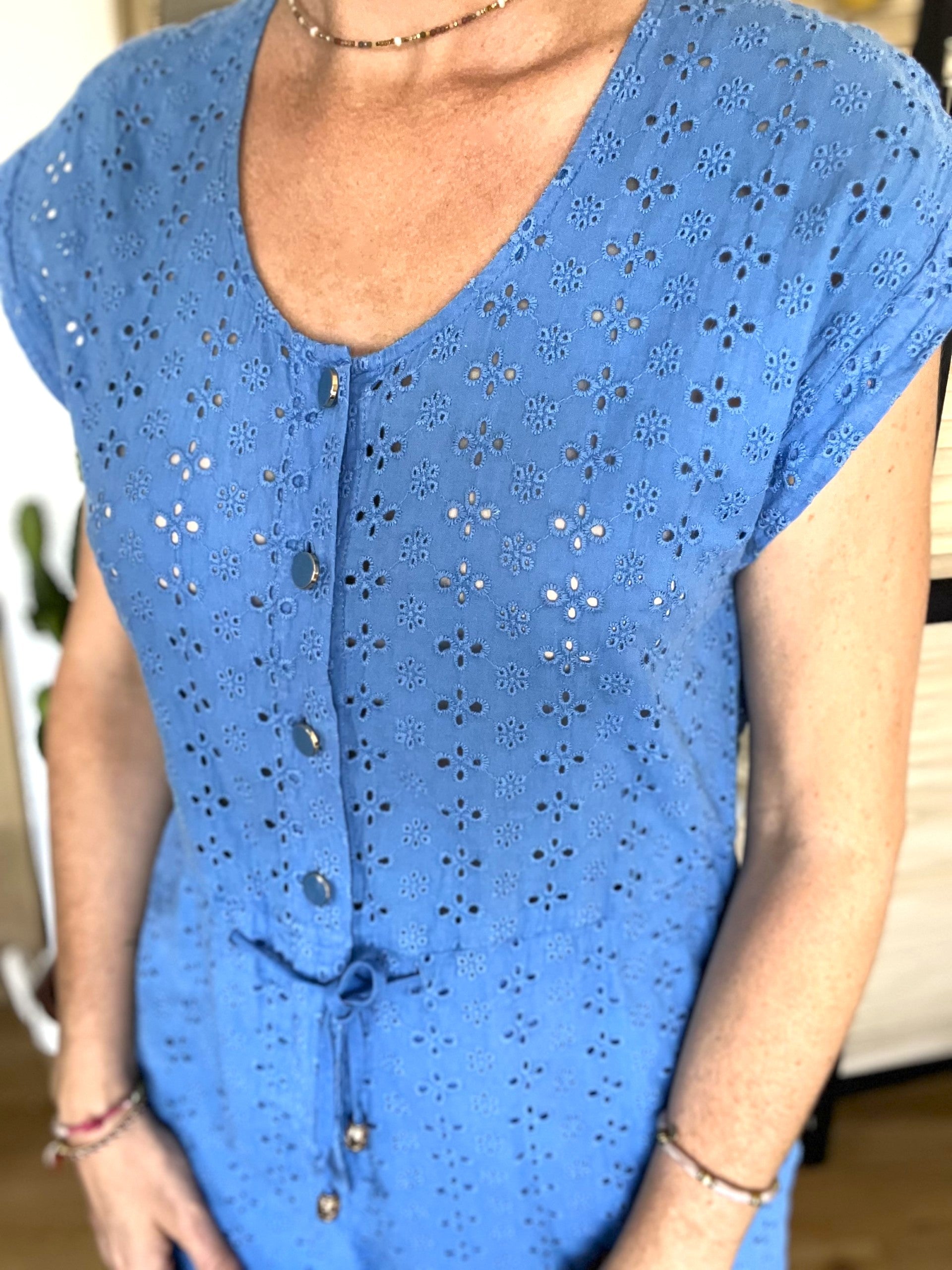 Combishort brodée bleue taille 1 - LA PETITE ETOILE - Seconde main