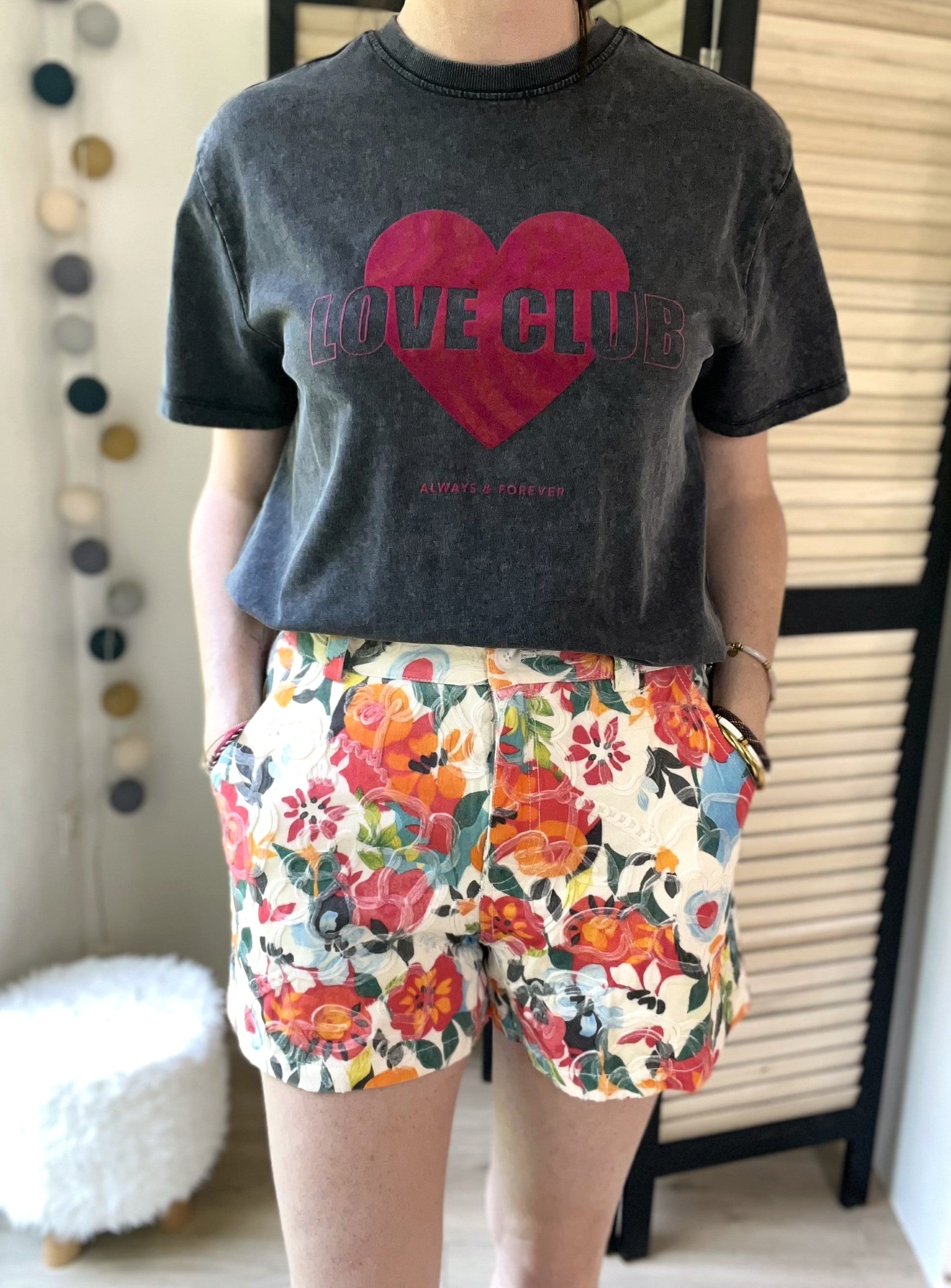 T-shirt gris délavé Love Club - taille - PIECES - Seconde main