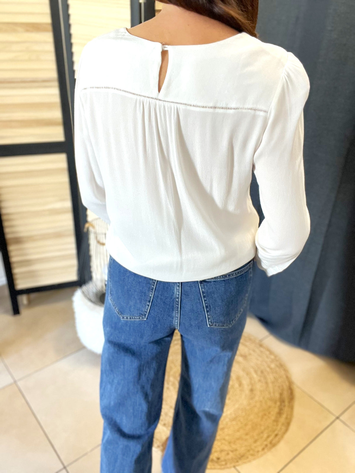 Blouse blanche ajourée COMPTOIR DES COTONNIERS - Seconde main