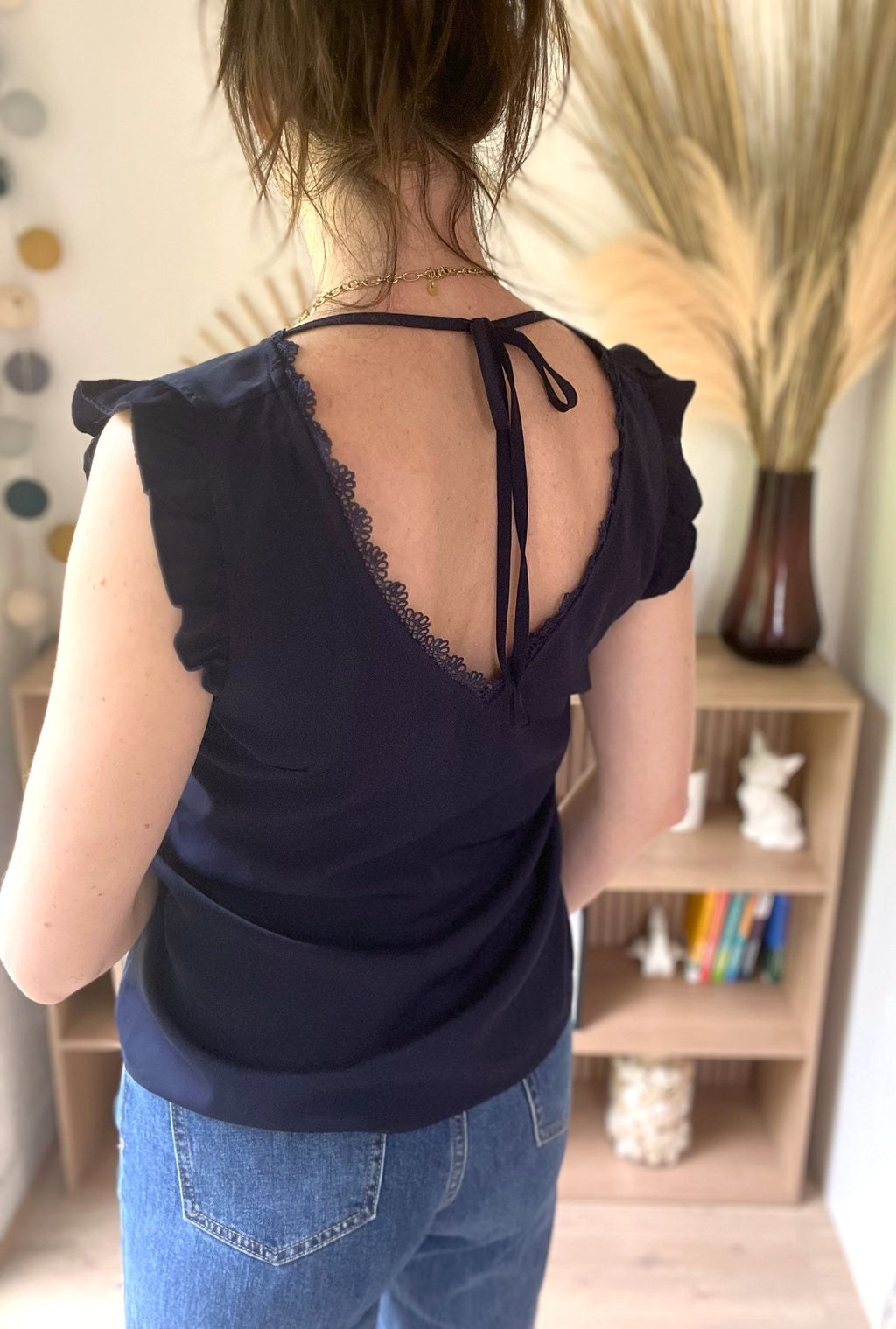 Top manches volantées bleu marine - taille S - EMMA & ELLA - Seconde main