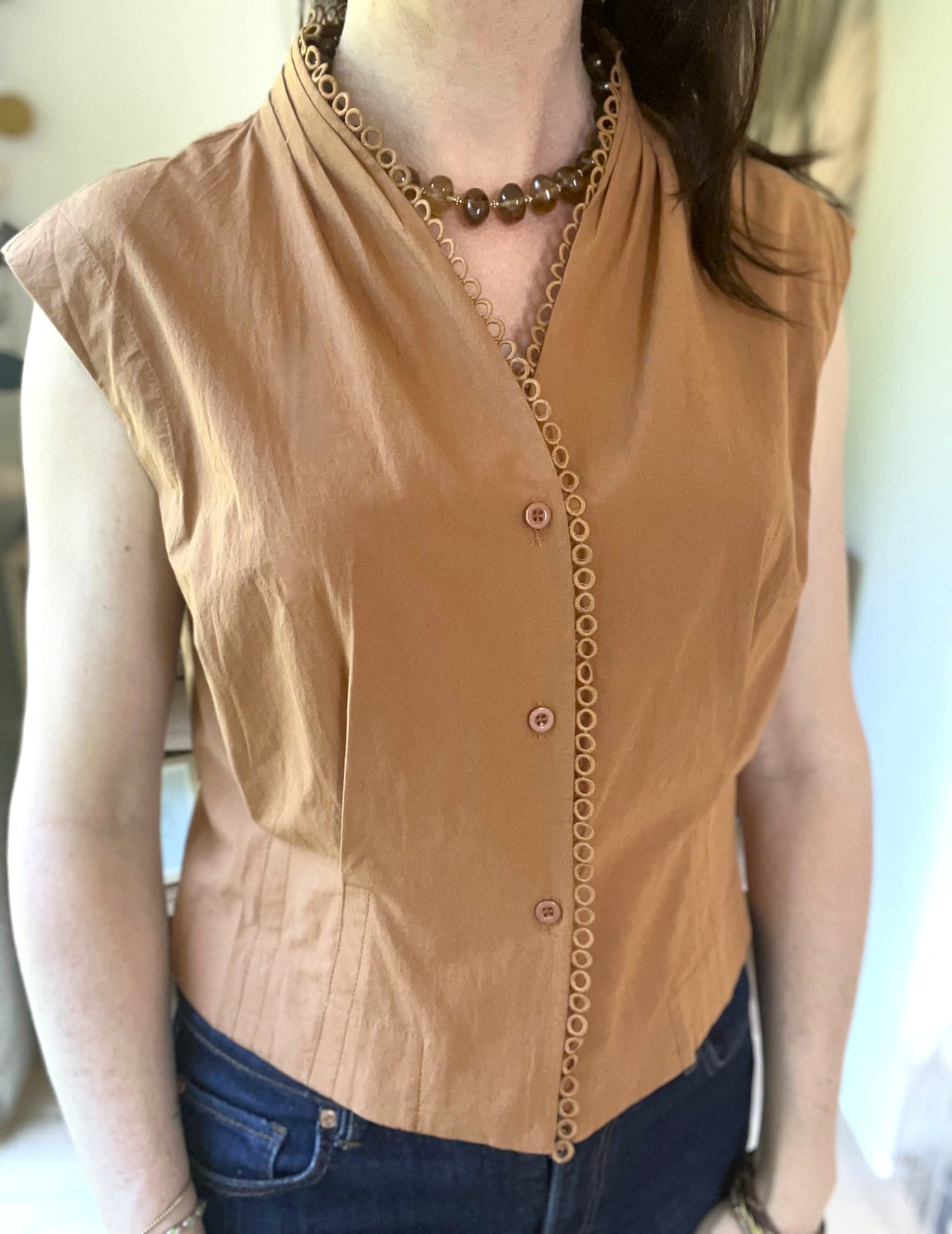 Top boutonné en coton camel SEE U SOON - Neuf