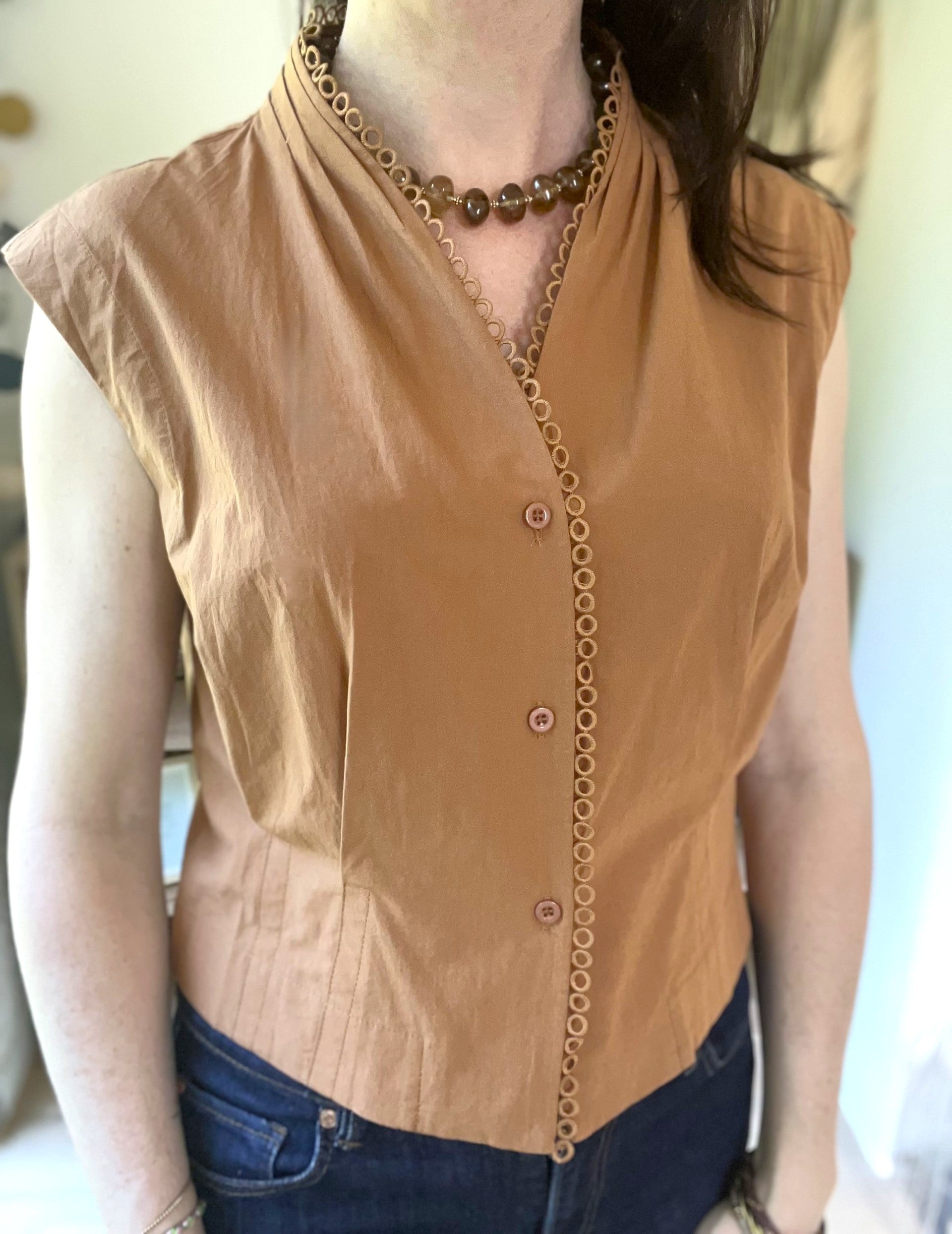 Top boutonné en coton camel SEE U SOON - Neuf