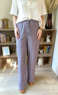 Pantalon fluide rayé multicolore SEE U SOON - Neuf