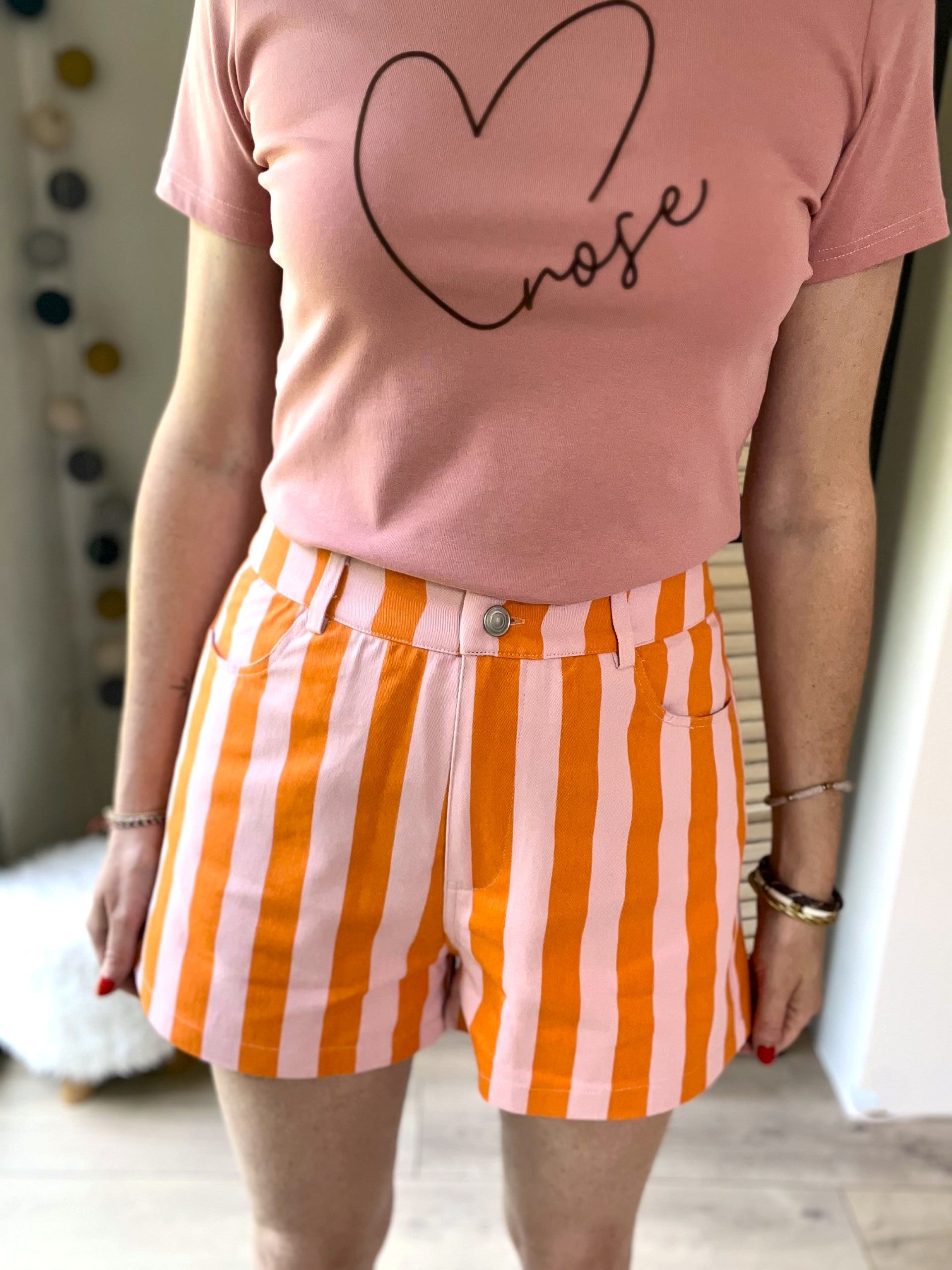 Short à rayures orange et rose Léon - Neuf
