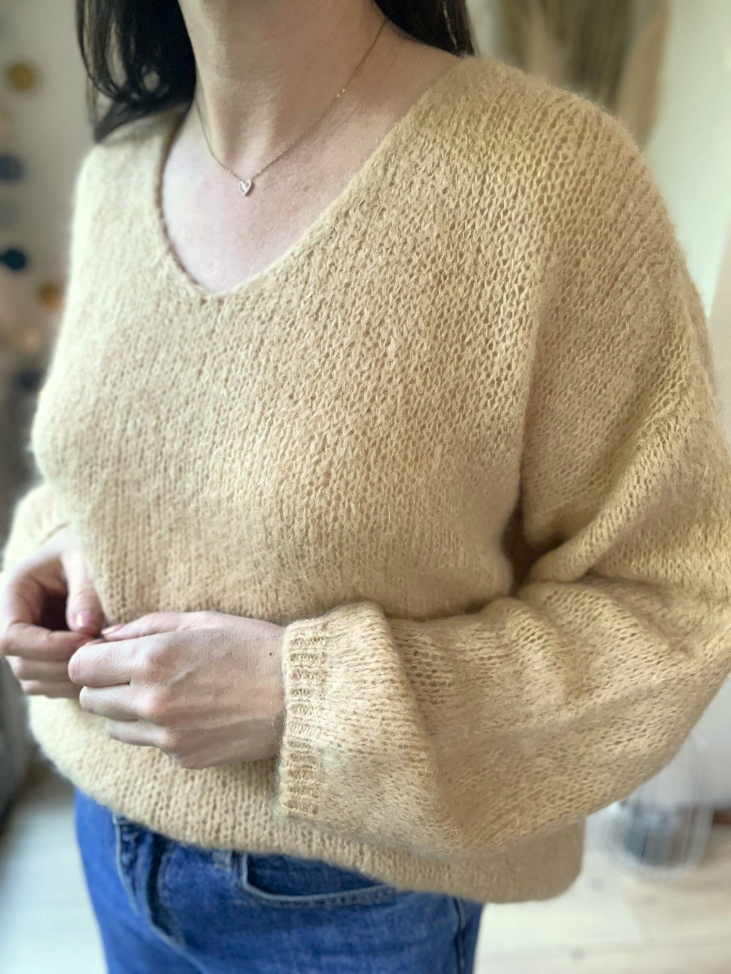 Pull femme en mohair beige - taille unique - ANDROMEDE - Seconde main