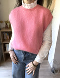 Pull sans manche mohair rose Anne - Neuf